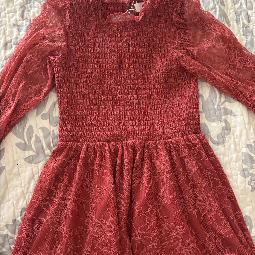 Rachel Parcell Lace Trimmed Top in Deep Red